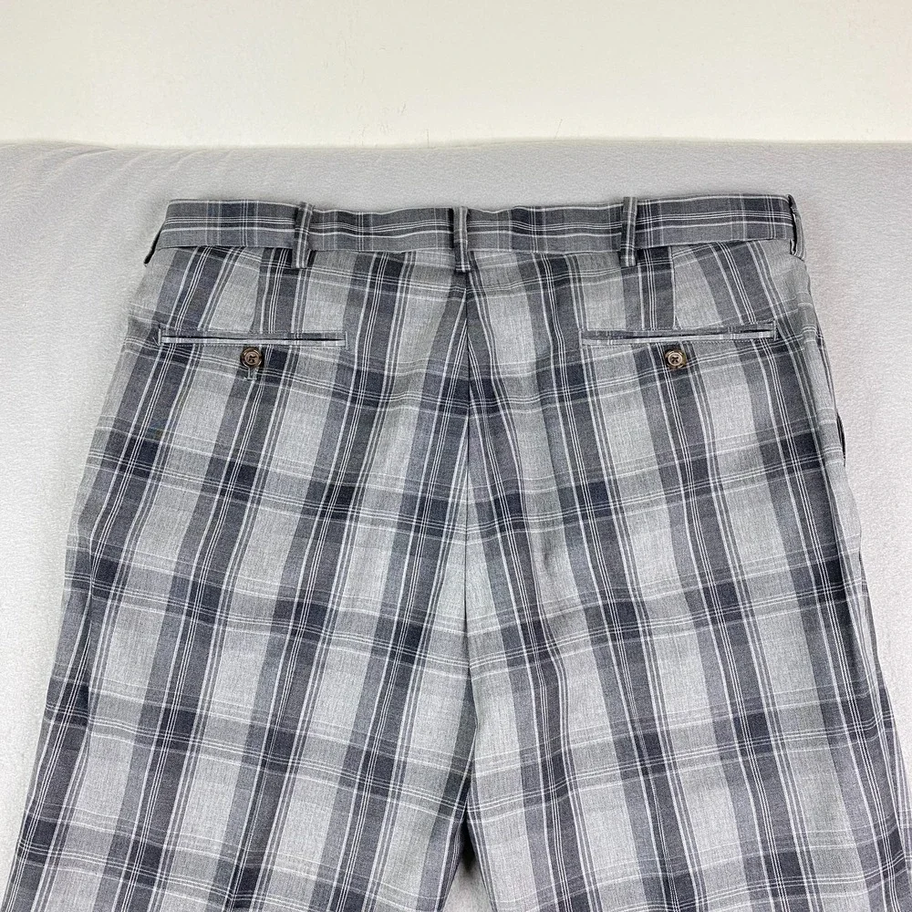Polo Golf Ralph Lauren Pants Mens 36x30 Wool Gray Plaid stretch